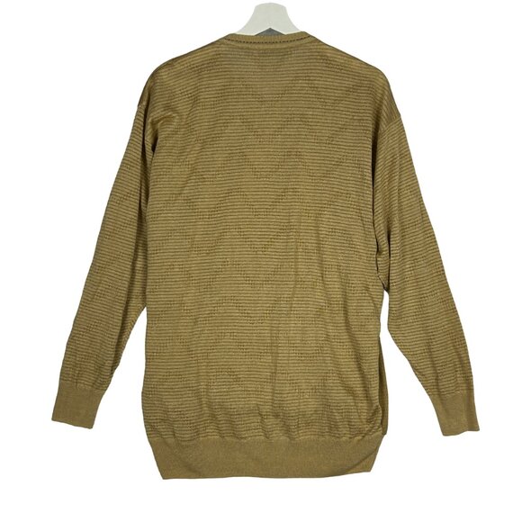 Umberto Bilancioni Sweater Men 52 Linen Blend Leather Pullover Italy Vintage Top - Picture 2 of 16